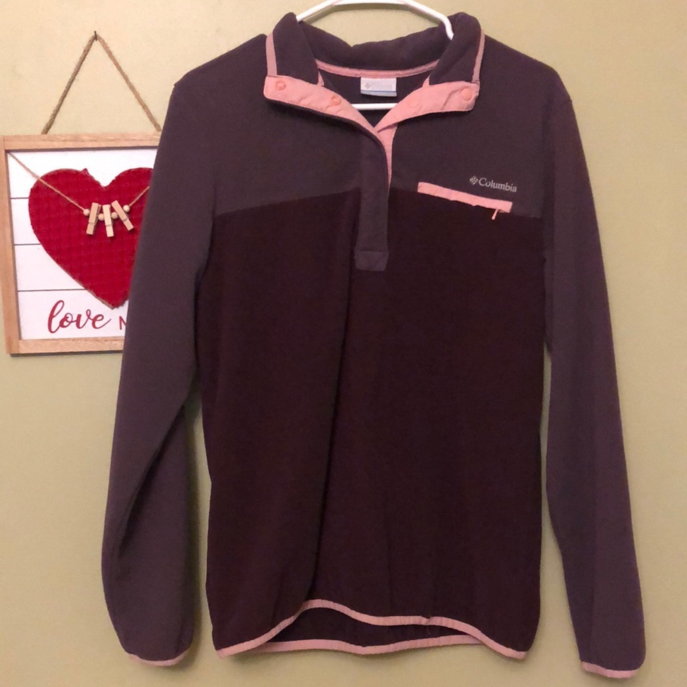 Columbia fleece sweater jacket purple pink women’s large